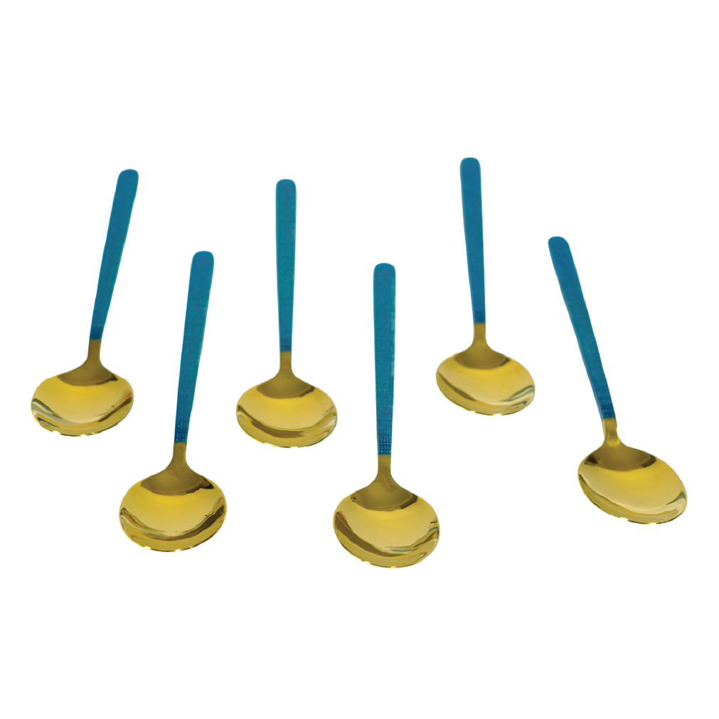 Azure Gold Stainless Steel Coffee Spoon Set thumbnail 1