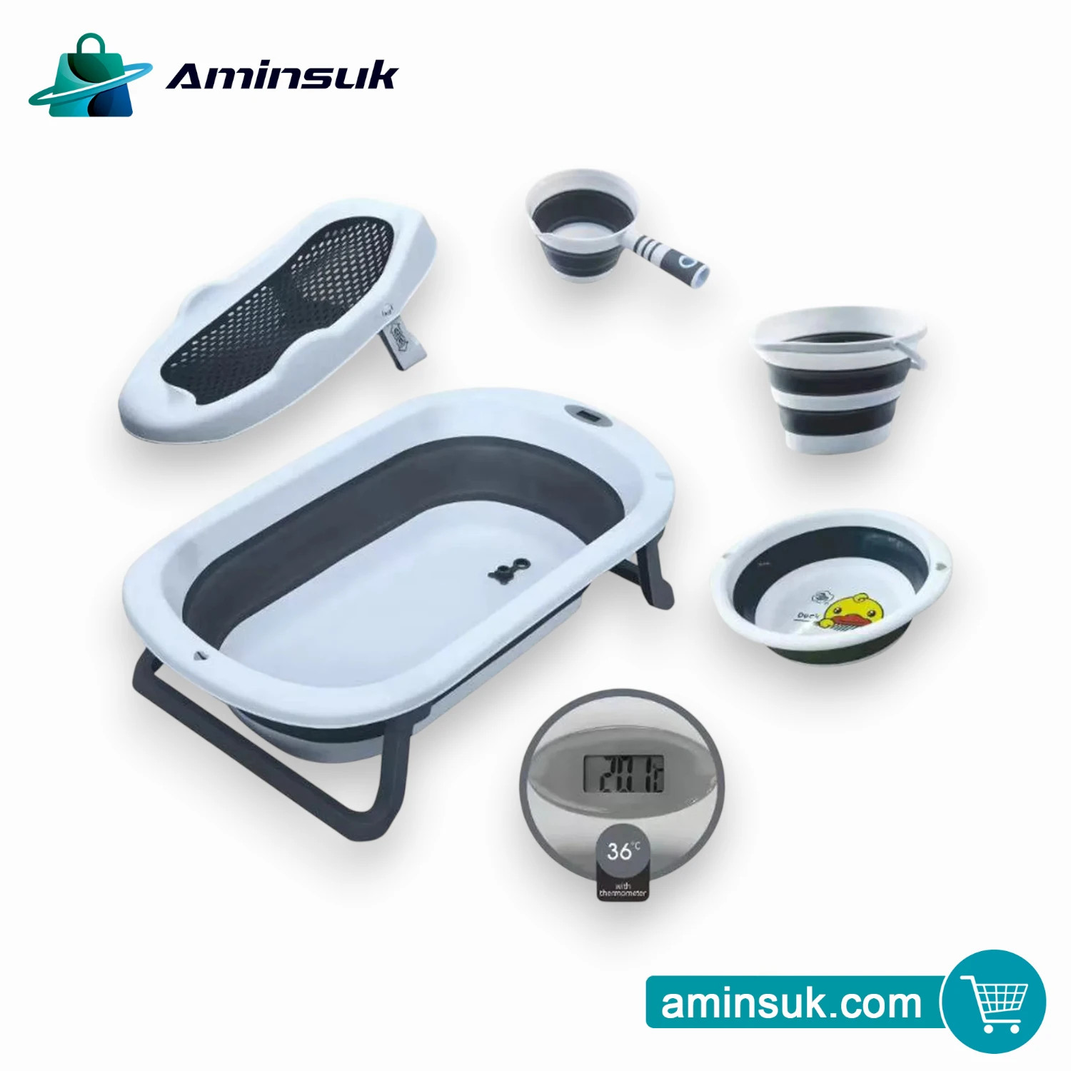 Baby Foldable Bath Tub Set 5in1 thumbnail 2