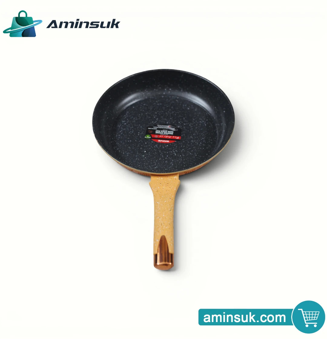 Marble Stone Non-Stick Frying Pan with Wooden Handle thumbnail 3