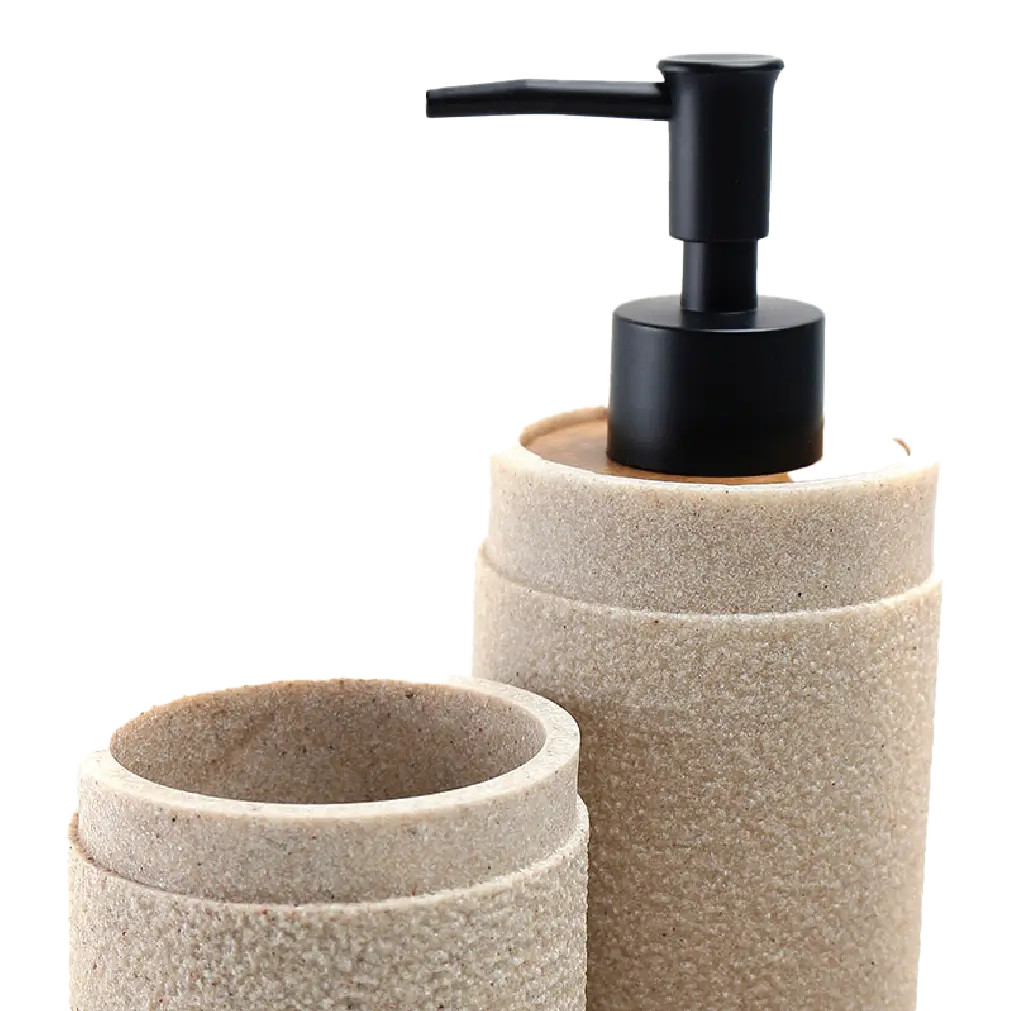Beige Resin Bathroom Accessory Set – 3 Piece thumbnail 1