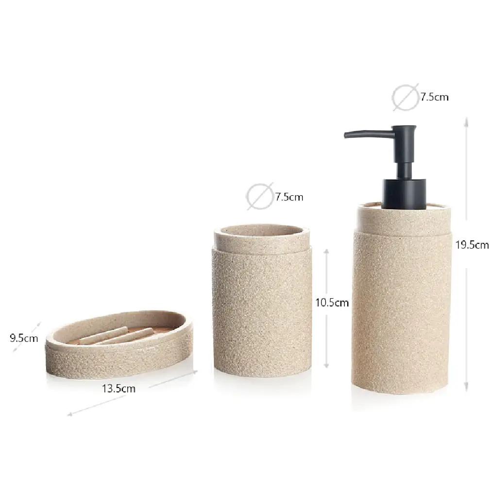 Beige Resin Bathroom Accessory Set – 3 Piece thumbnail 2