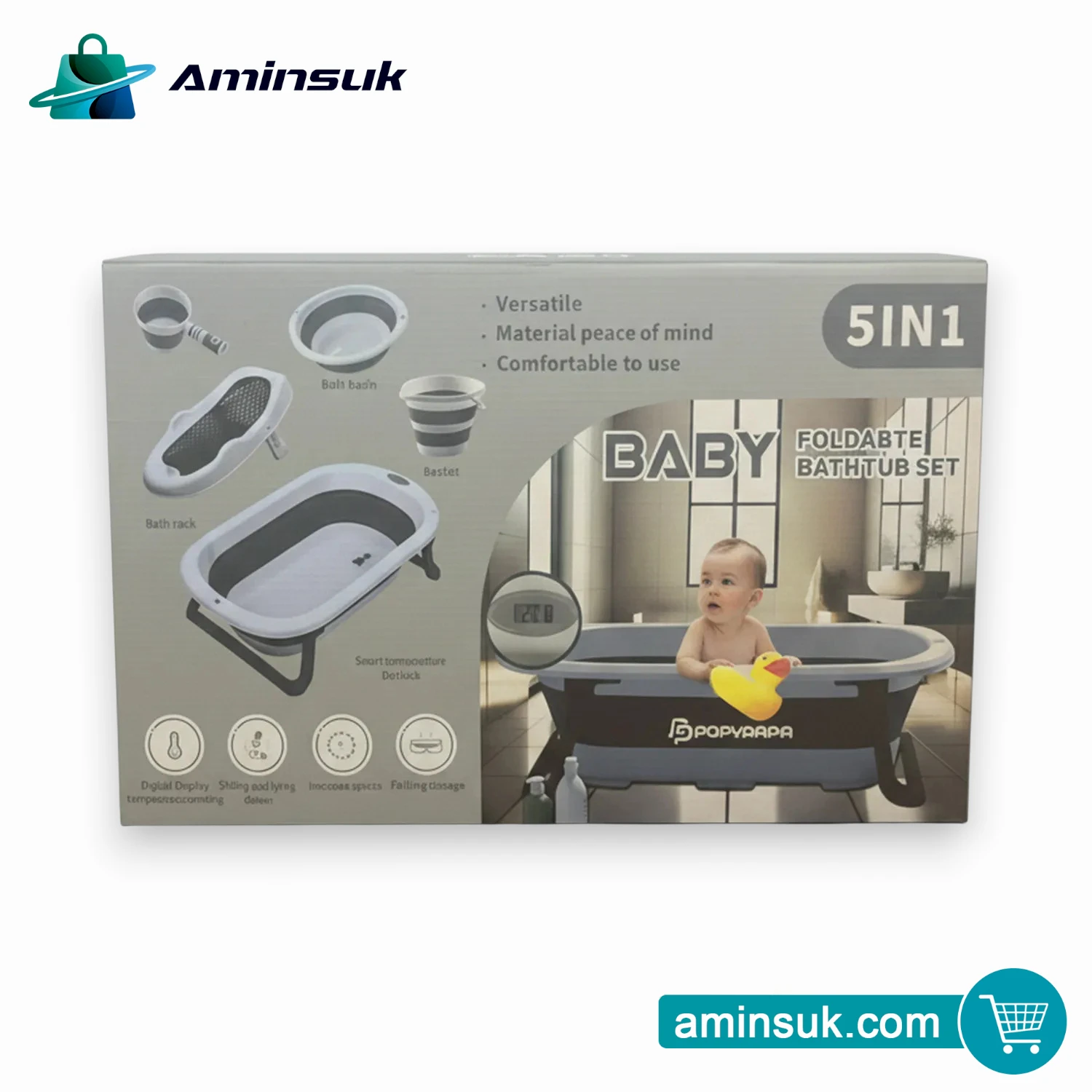 Baby Foldable Bath Tub Set 5in1