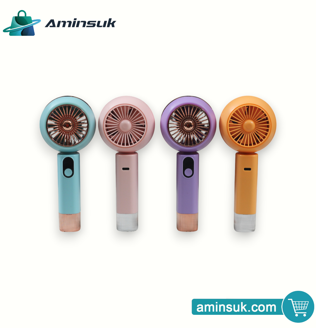 USB Rechargeable Portable Handheld Mini Fan | 3-Speed Cooling Fan with LED Light thumbnail 4