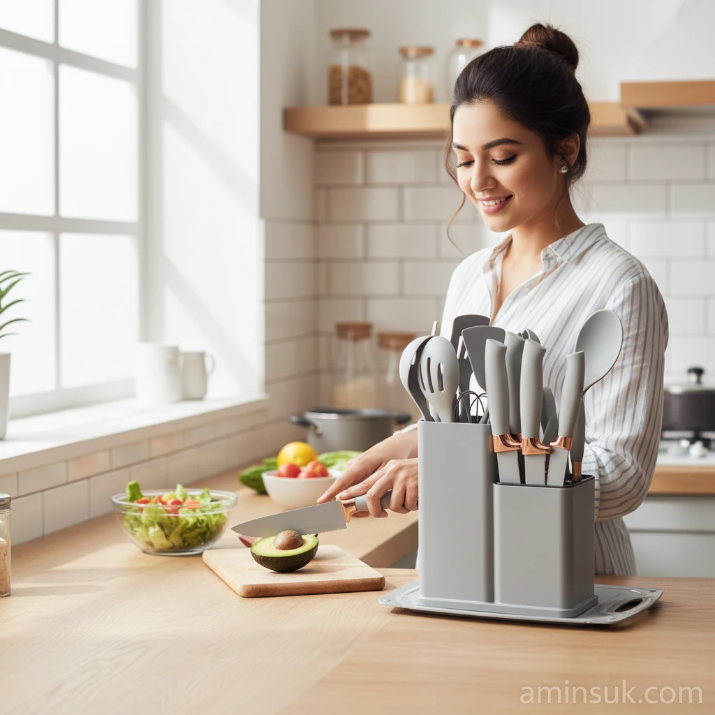 Premium Silicone Kitchen Utensil Set, Best price in Bangladesh – Aminsuk WoodPro Kitchen Tools thumbnail 1