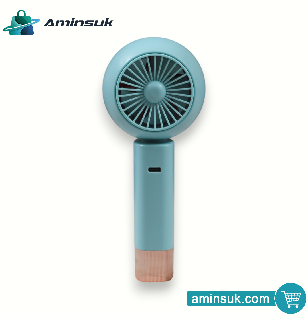 USB Rechargeable Portable Handheld Mini Fan | 3-Speed Cooling Fan with LED Light thumbnail 6