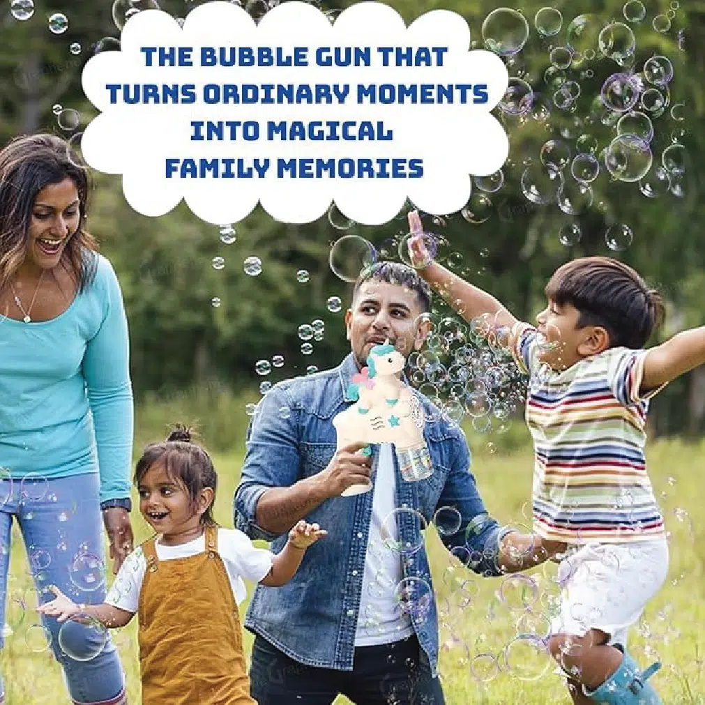 Unicorn Bubble Gun Machine for Kids – Automatic Light & Music Bubble Toy thumbnail 2