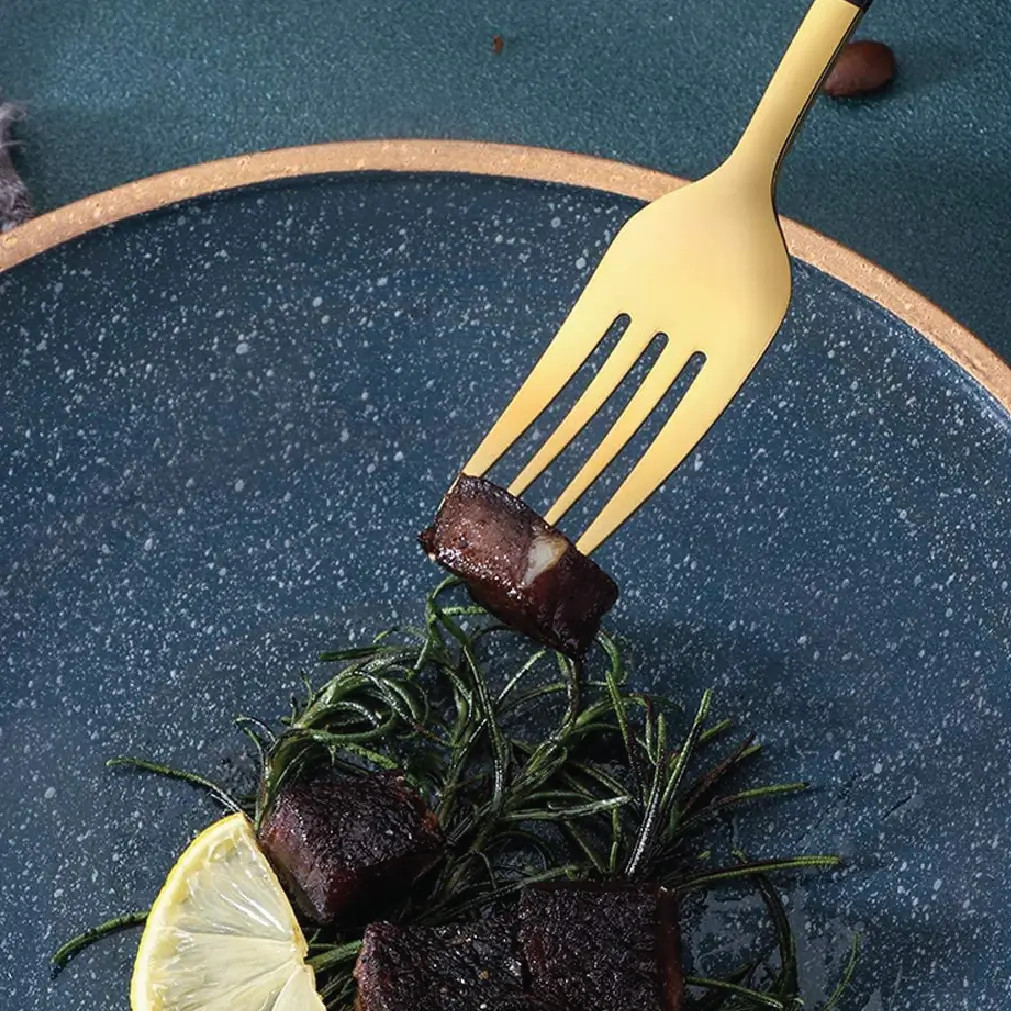 Royal Azure Gold Dinner Fork Set thumbnail 4