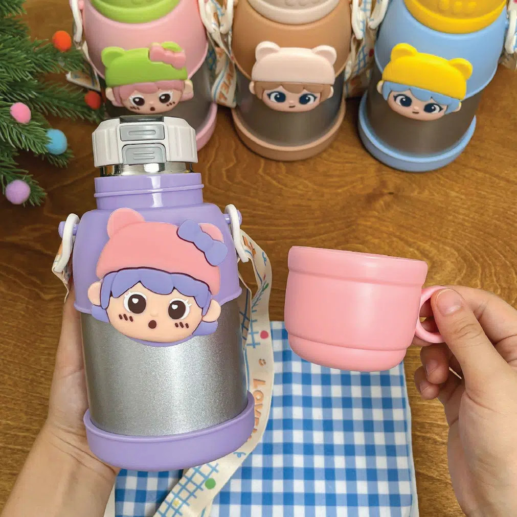 Kids Thermos Bottle 316 Stainless Steel – Leakproof Straw Cute thumbnail 3