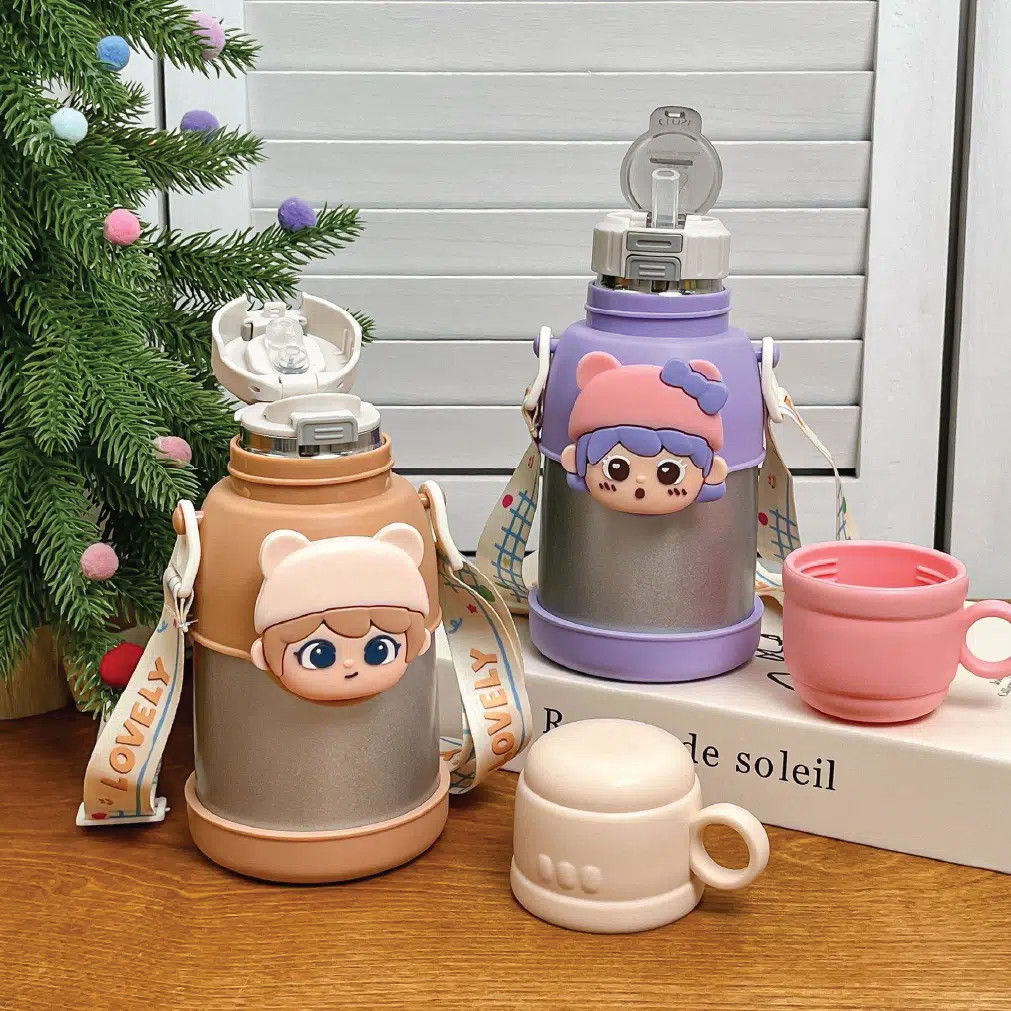 Kids Thermos Bottle 316 Stainless Steel – Leakproof Straw Cute thumbnail 4
