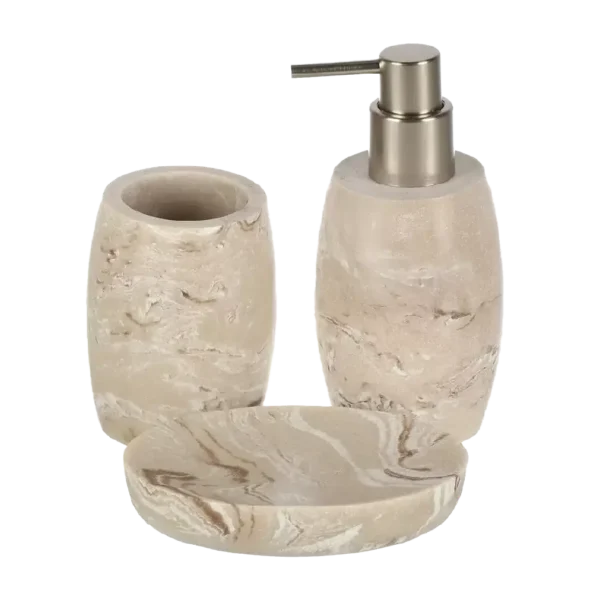 Aminsuk Marble Luxe 3-Piece Bathroom Set – Premium Marble Design Soap Dispenser, Toothbrush Holder & Soap Dish