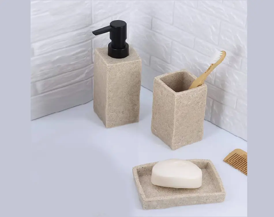 Aminsuk Beige Stone Bathroom Accessory Collection