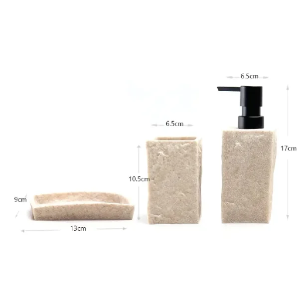Luxury 3-Piece Beige Stone Bathroom Set by Aminsuk