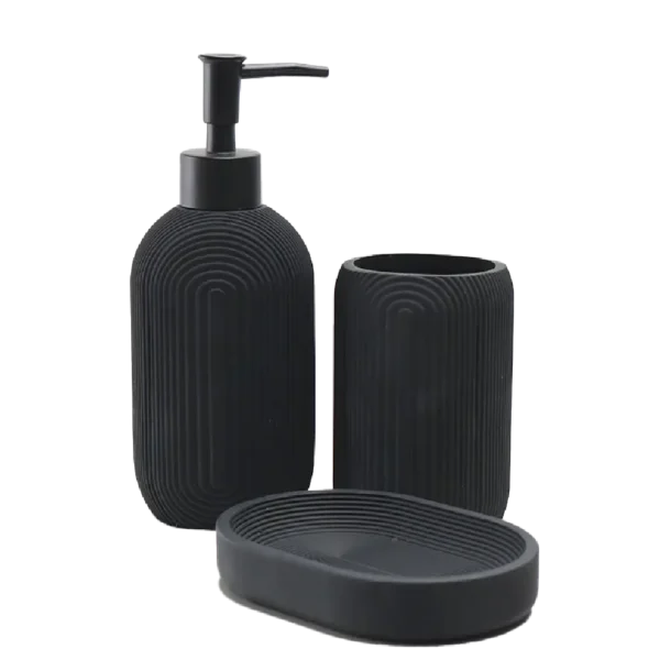 Premium 3 Pieces Black Resin Bathroom Accessories Set – Aminsuk Online Shop
