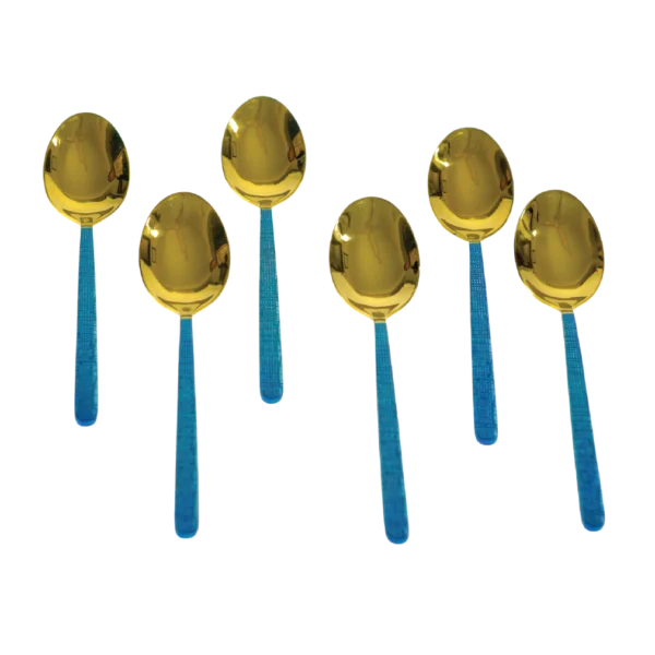 Aminsuk Azure Gold Stainless Steel Coffee Spoon Set with blue handle premium design