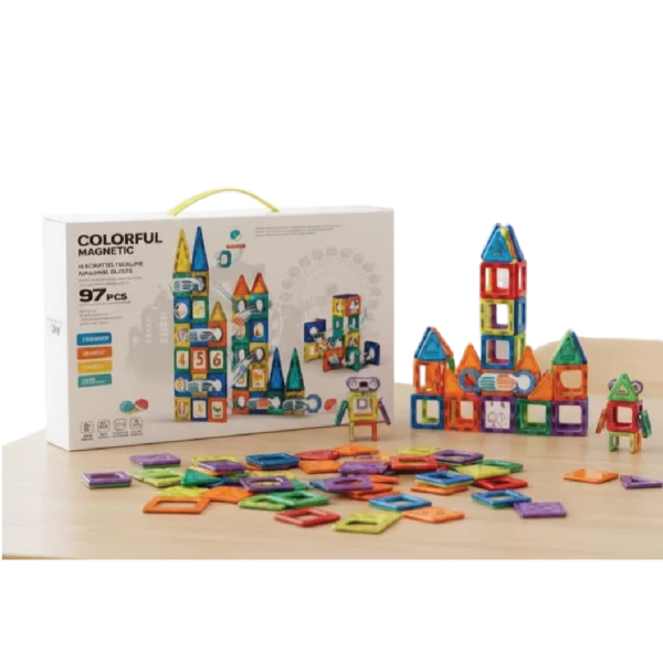 Aminsuk Smart Magnetic Blocks Set 97 Pcs for kids STEM learning
